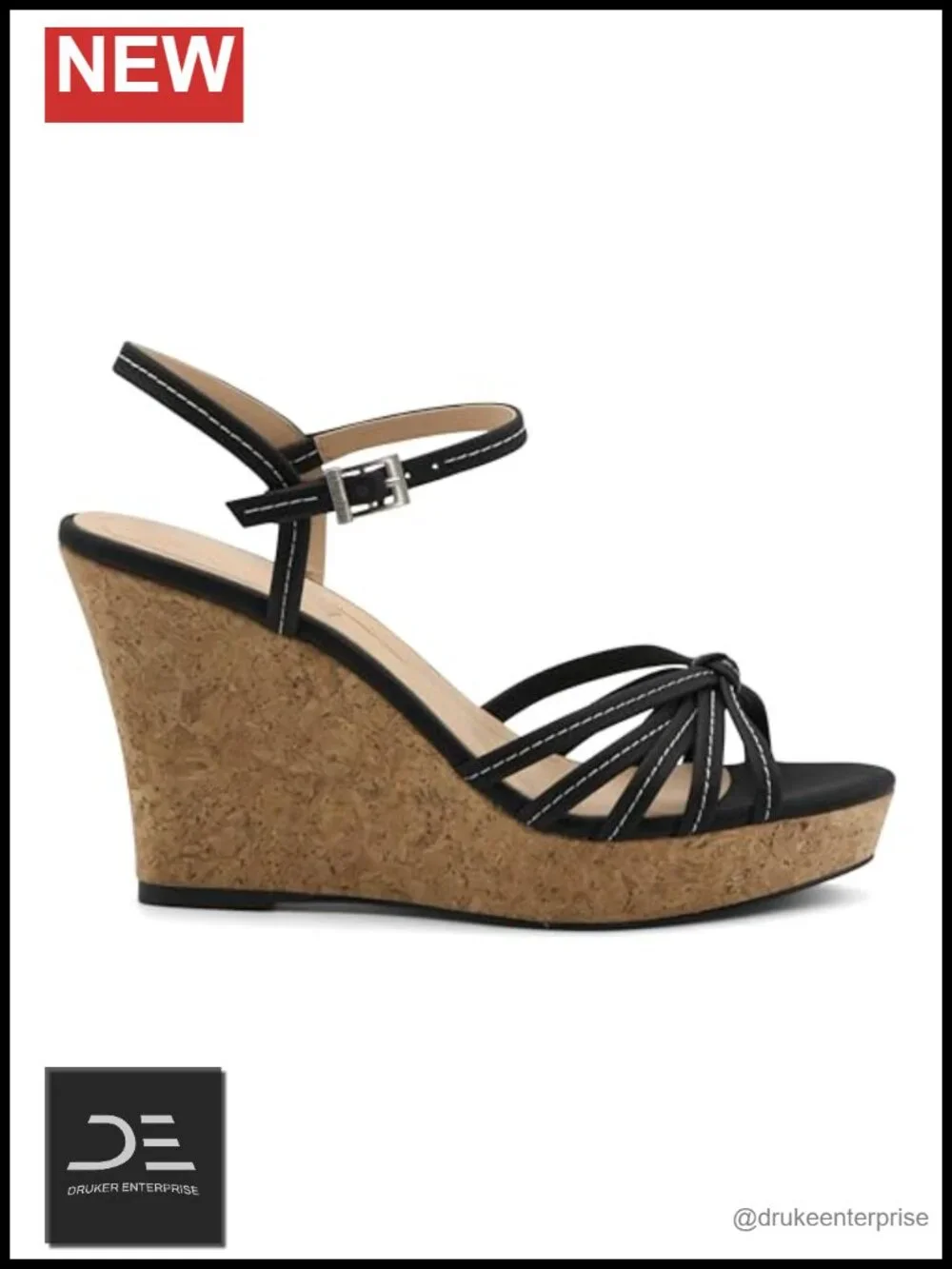 Women's Lulu Wedge Sandal with Adjustable Strap and Faux Leather Lining